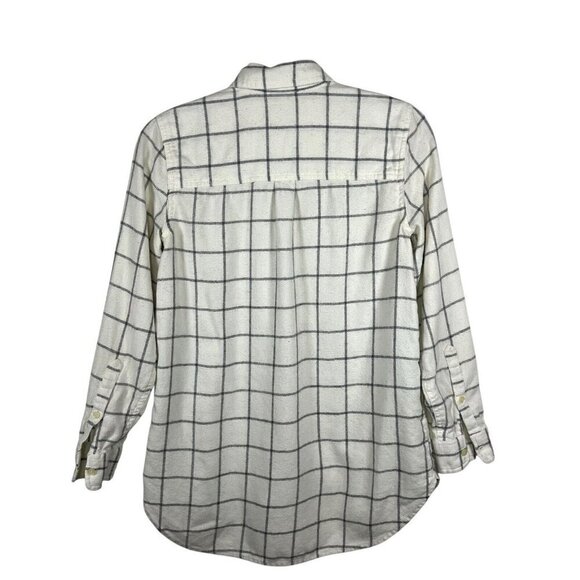 Madewell Button Up Collared Checkered Top Women’s Size Medium White Cotton Wool‎ - Picture 2 of 9
